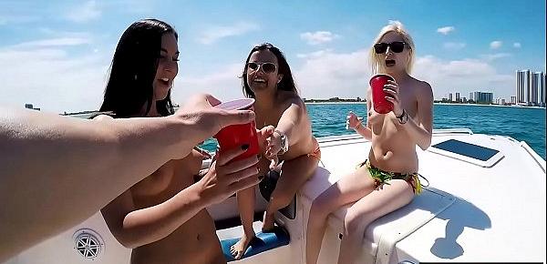  Stunning teens in sexy bikinis fucked on a boat outdoor
